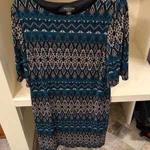 Perceptions Blue and Black Patterned Dress
